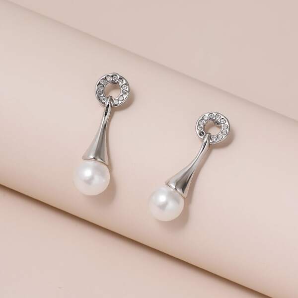 

Faux Pearl Decor Drop Earrings, White