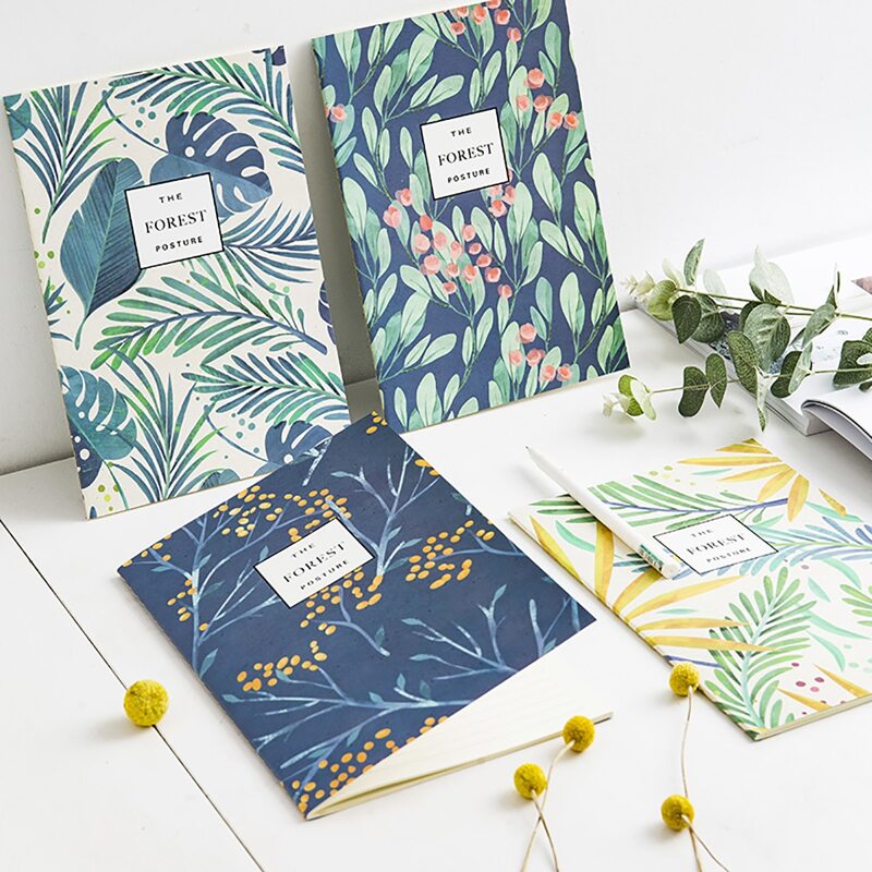 

2packs Plants Print Cover Random Notebook, Multicolor