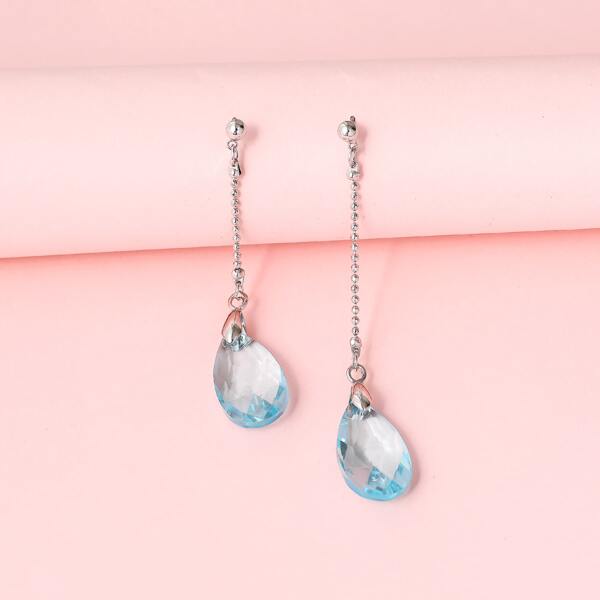 

Gemstone Engraved Drop Earrings, Blue