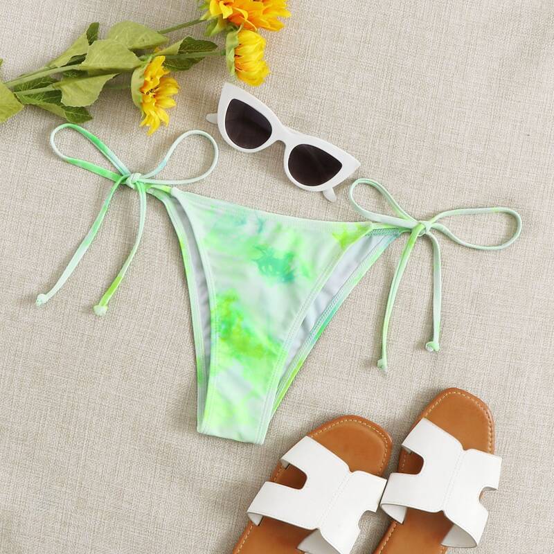 

Tie Dye Tie Side Bikini Panty, Lime green
