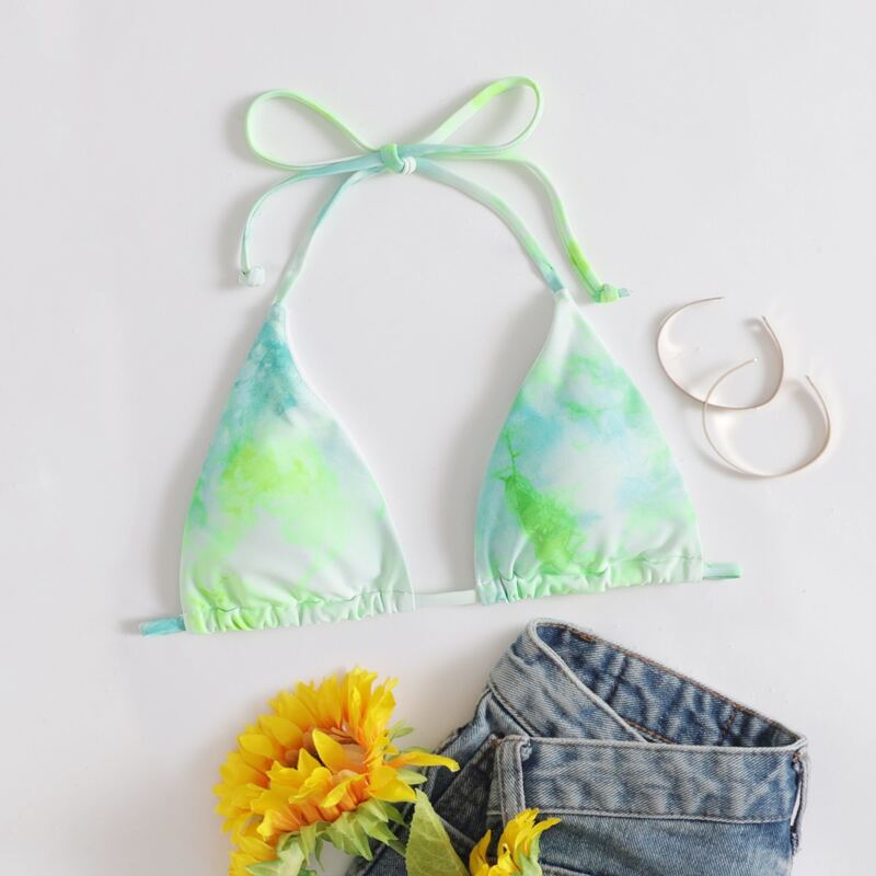 

Tie Dye Triangle Bikini Top, Lime green