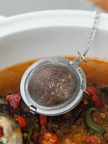 1pc Stainless Steel Seasoning Filter Ball - Silver - View 2