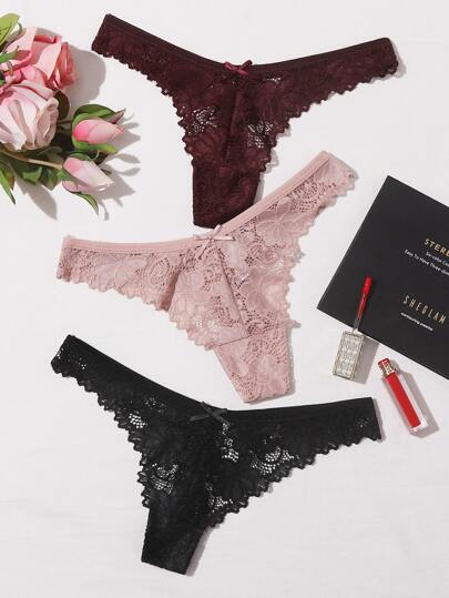 3 Stücke Höschen mit Spitze