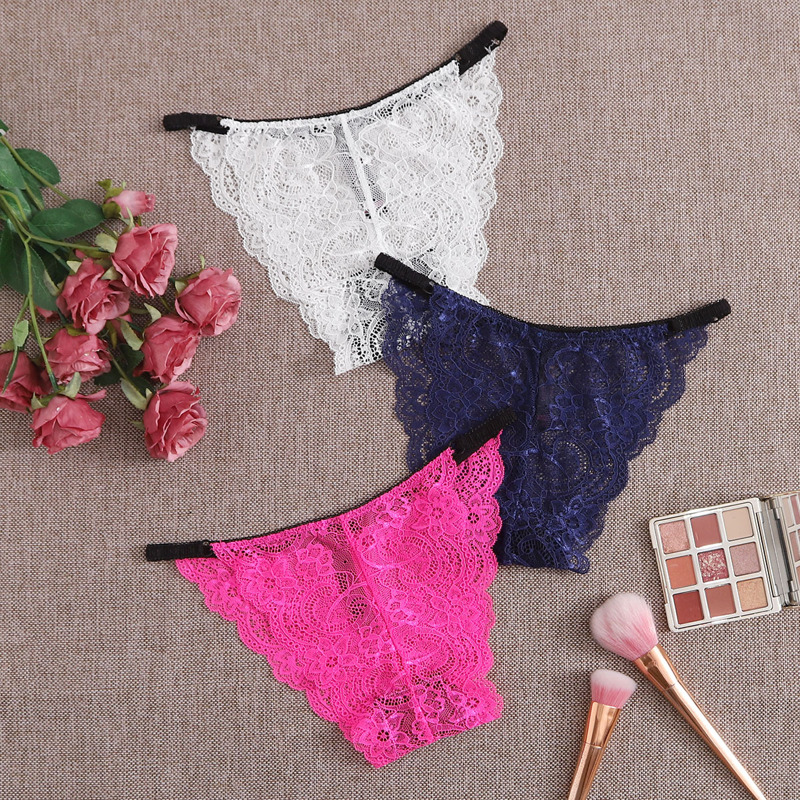 

3pack Scalloped Trim Lace Thong Panty, Multicolor