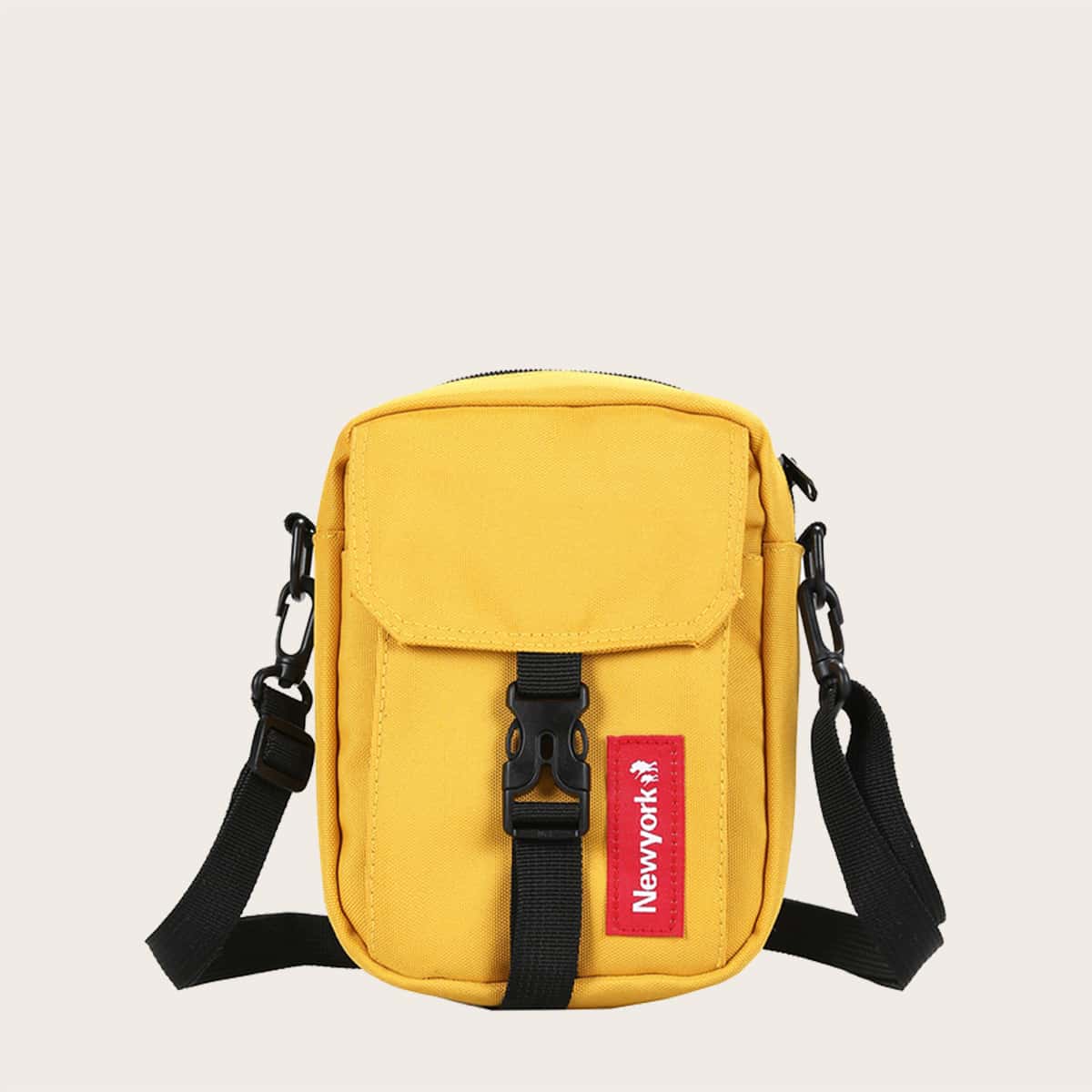 

Guys Release Buckle Decor Crossbody Bag, Yellow