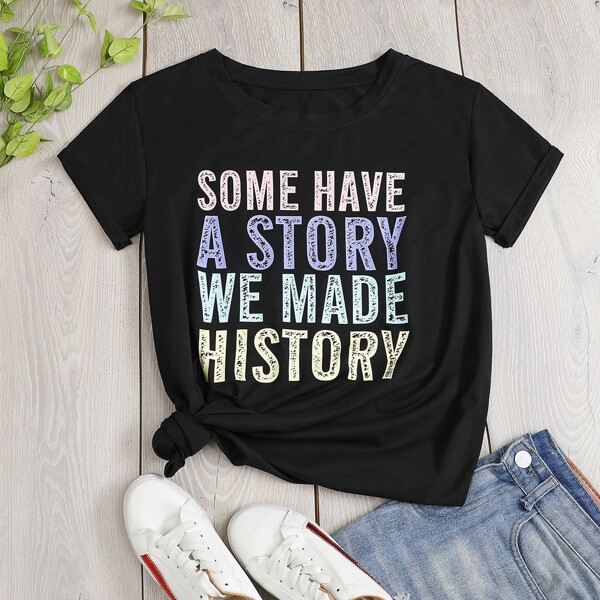 

Plus Slogan Graphic Tee, Black