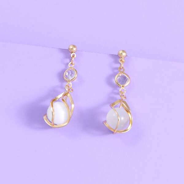 

Faux Pearl Decor Drop Earrings, Gold