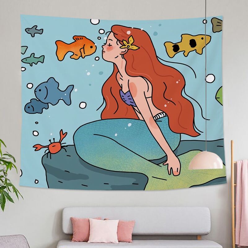 

Mermaid Print Tapestry, Multicolor