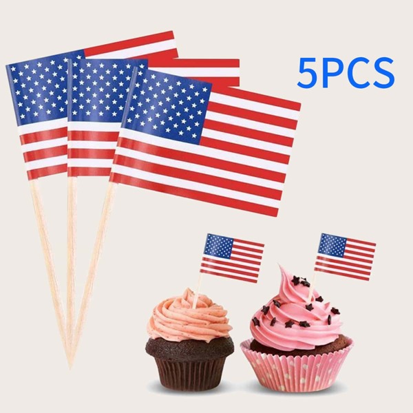 

5pcs American Flag Cake Topper, Multicolor