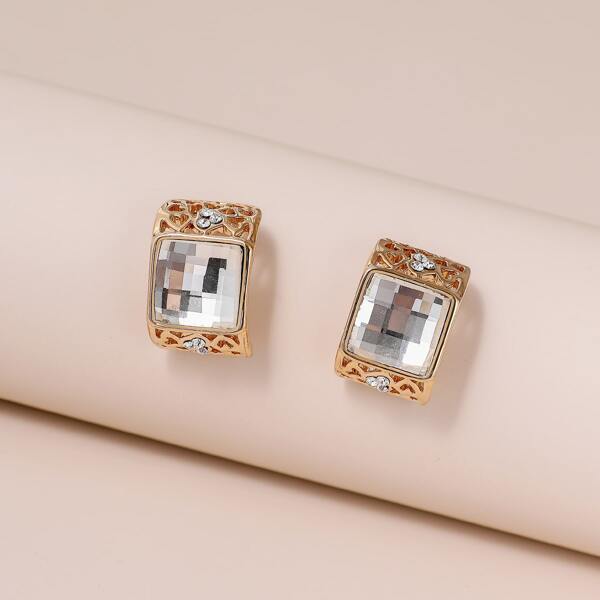

Gemstone Decor Stud Earrings, Gold