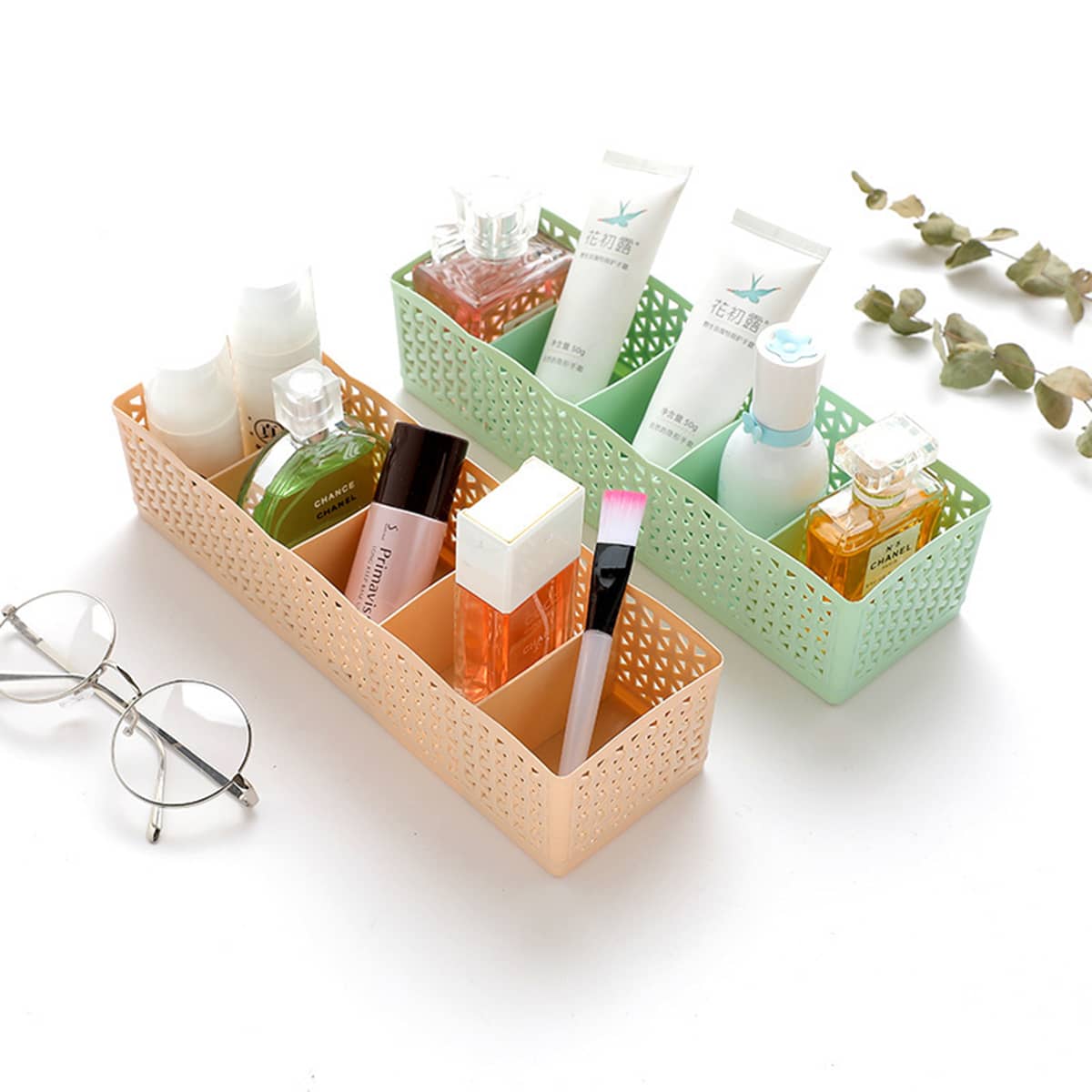 

1pc 5 Grid Underwear Storage Box, Multicolor