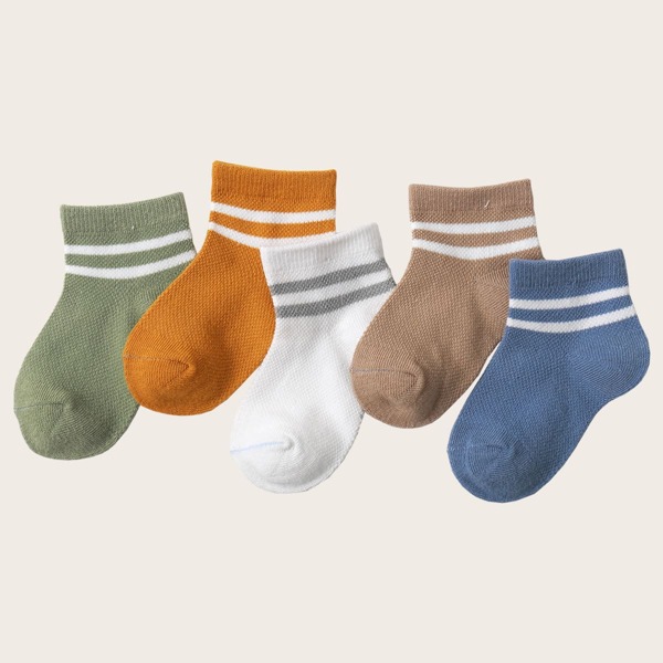 

5pairs Toddler Kids Striped Socks, Multicolor