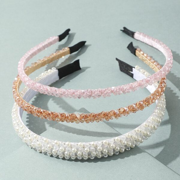 

3pcs Faux Pearl Decor Hair Hoop, Multicolor