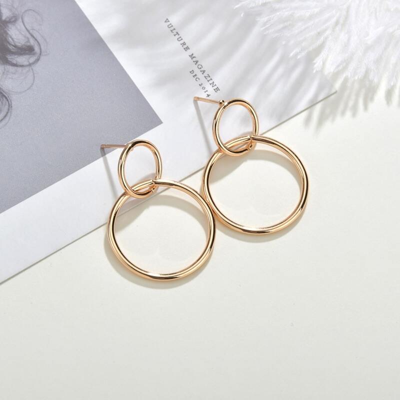 

Round Link Drop Earrings, Gold