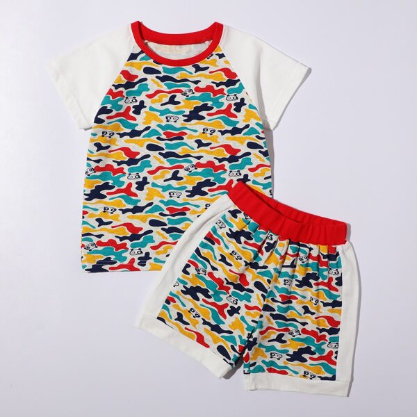 

Toddler Boys Camo & Cartoon Graphic Raglan Sleeve PJ Set, Multicolor