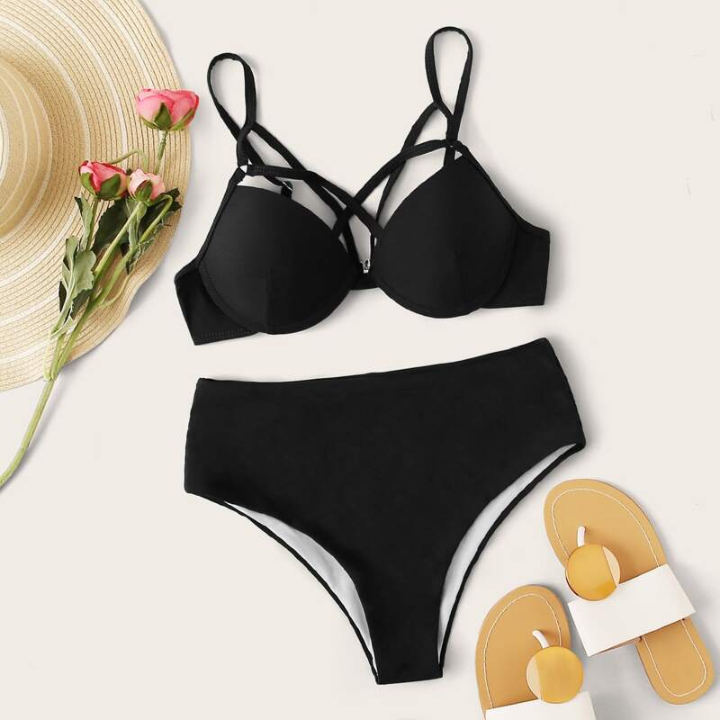

Push Up High Waisted Bikini Swimsuit, Black