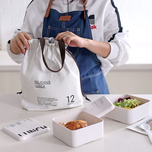 

1pc Drawstring Lunch Box Storage Bag, White