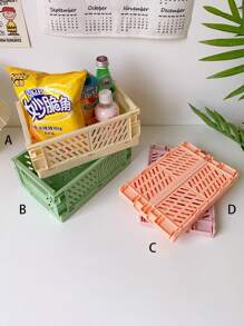 1 件塑料可堆叠折叠文具架简约可爱学生办公室桌面收纳文具整理器 - 彩色 - 查看 1