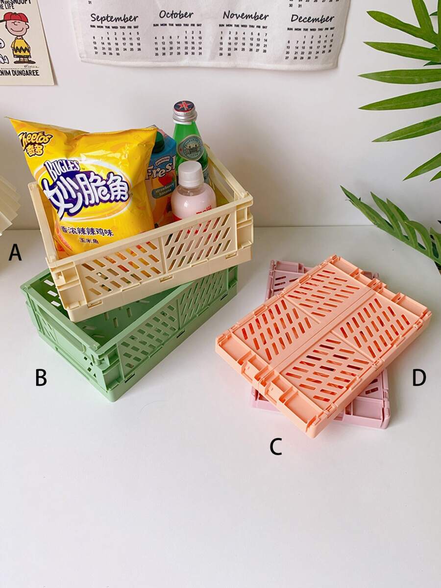 1 件塑料可堆叠折叠文具架简约可爱学生办公室桌面收纳文具整理器 - 彩色 - 查看 1