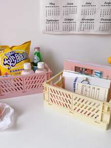 1 件塑料可堆叠折叠文具架简约可爱学生办公室桌面收纳文具整理器 - 彩色 - 查看 3