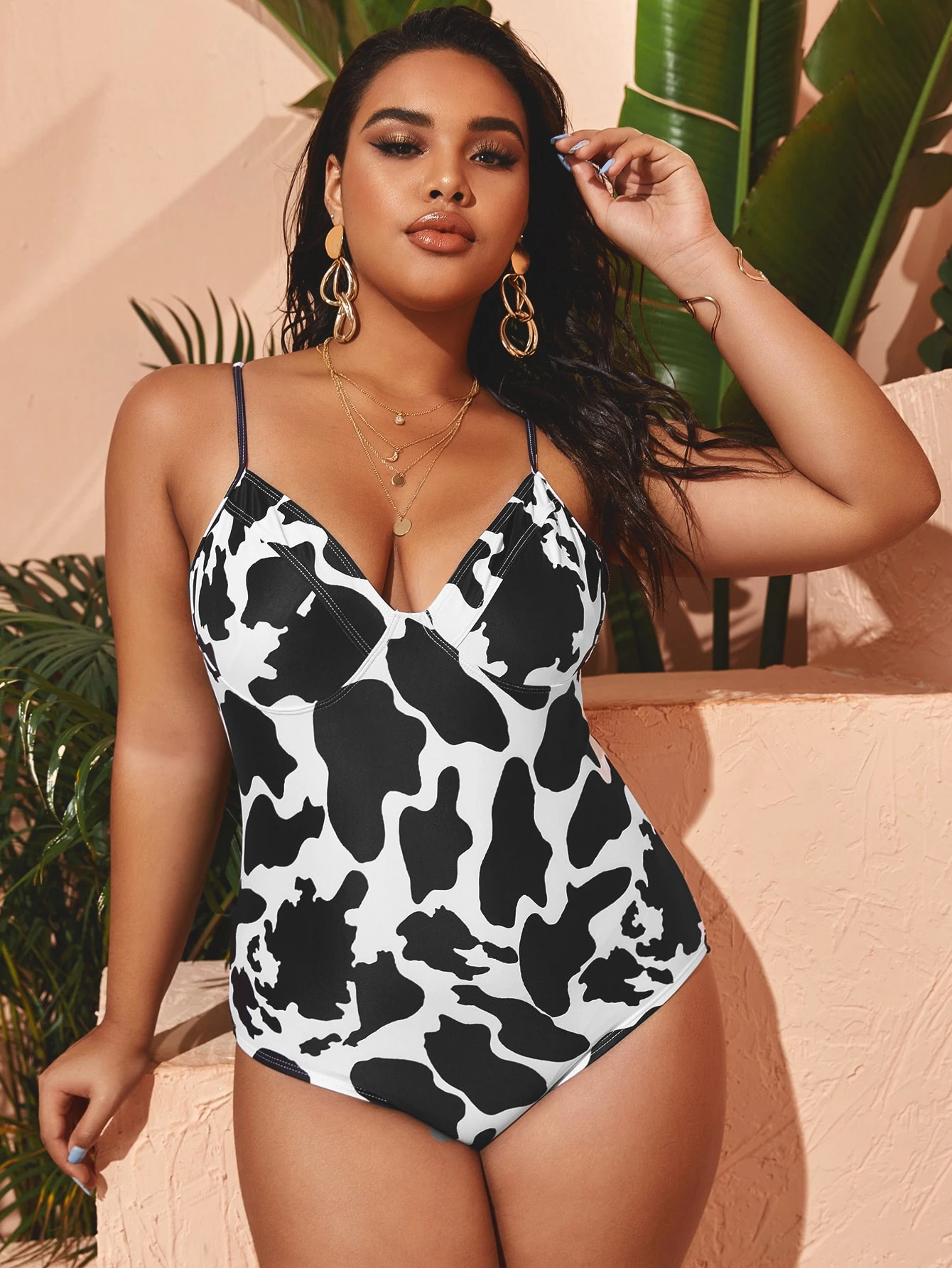 cow print swimming costume