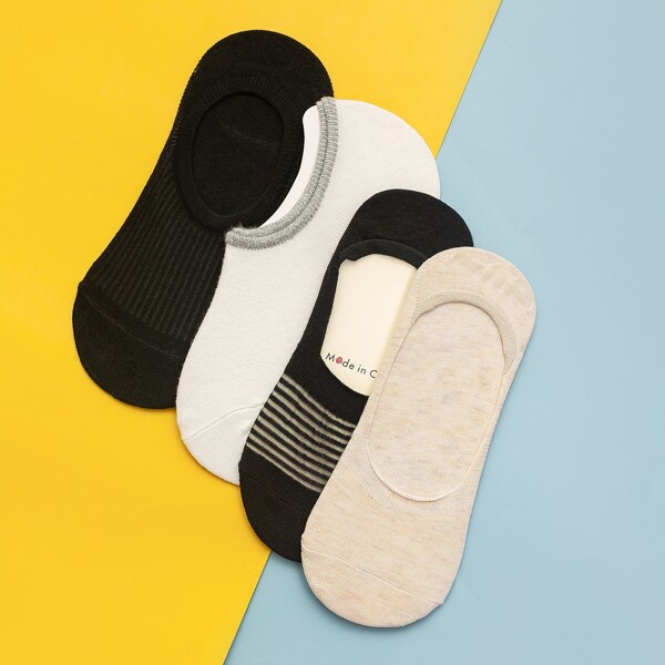 

4pairs Striped Pattern Socks, Multicolor