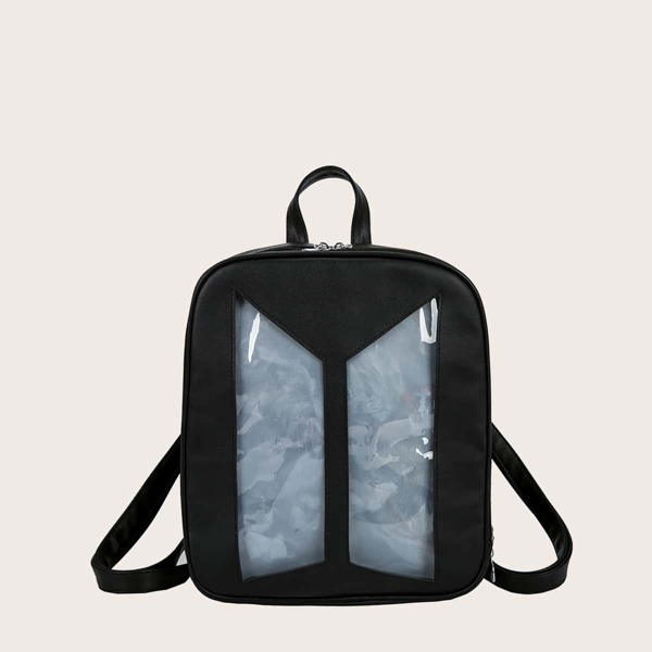 

Colorblock Double Zip Detail Backpack, Black