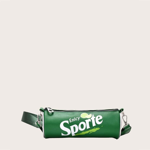

Сумка через плечо с текстовым принтом, Зелёные