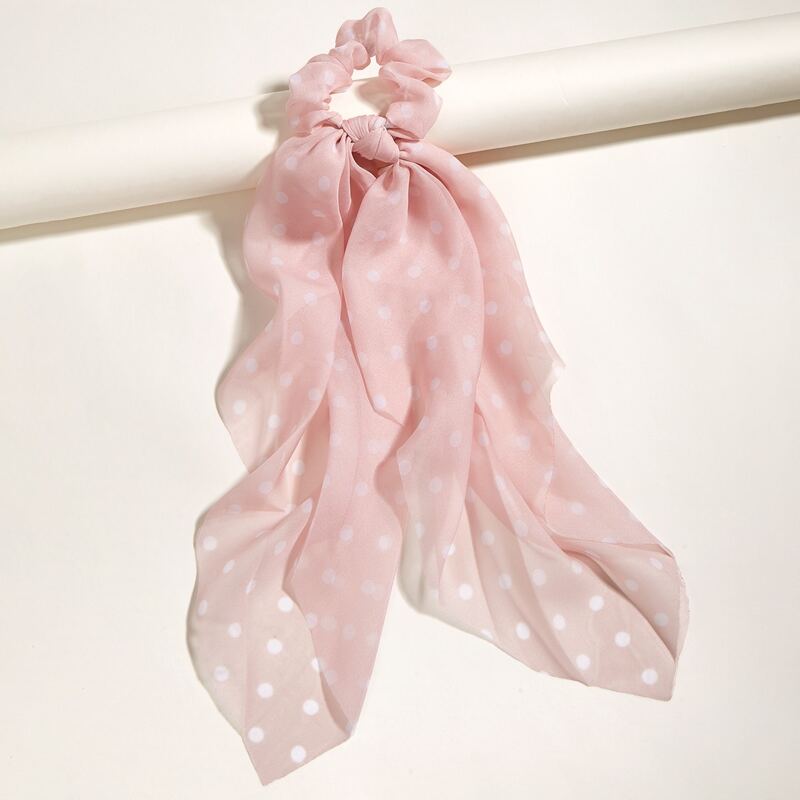 

Polka Dot Pattern Scrunchie Scarf, Pink