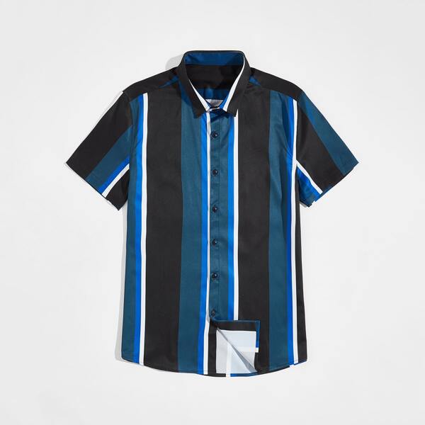 

Men Colorblock Button Up Shirt, Multicolor
