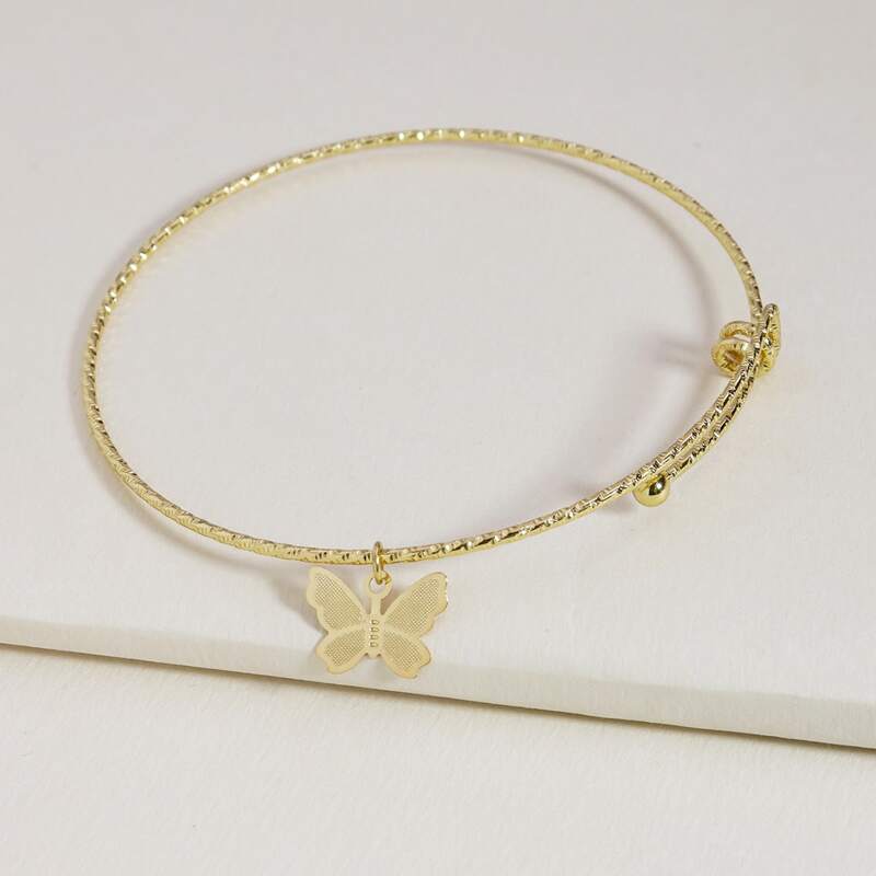 

Butterfly Charm Bangle, Gold