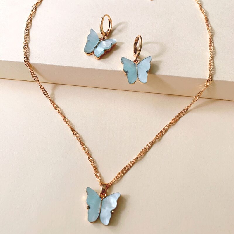 

3pcs Butterfly Decor Jewelry Set, Blue