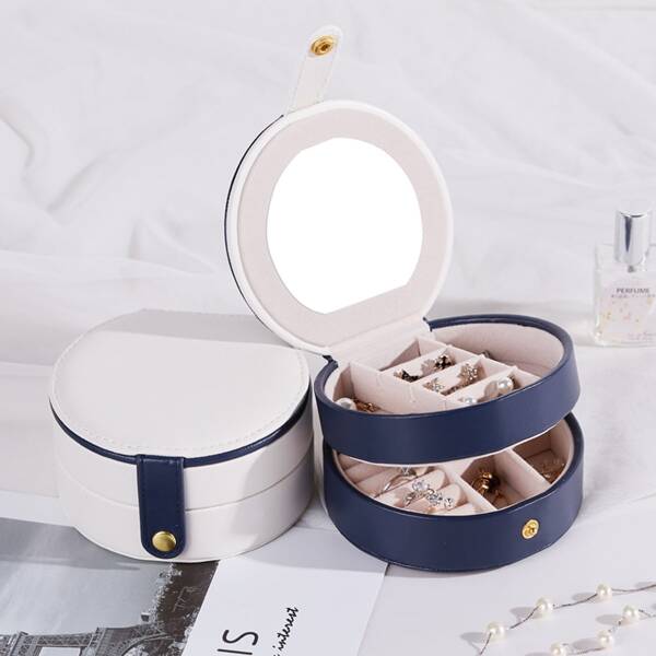 

1pc Double Layer Jewelry Storage Box, Multicolor