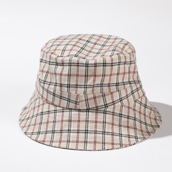 

Plaid Pattern Bucket Hat, Multicolor