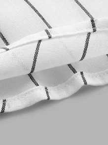 Manfinity VCAY 男士棉小高領條紋圖案襯衫 - 白色 - 查看 3