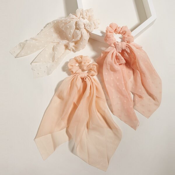 

3pcs Polka Dot Scrunchie Scarf, Multicolor