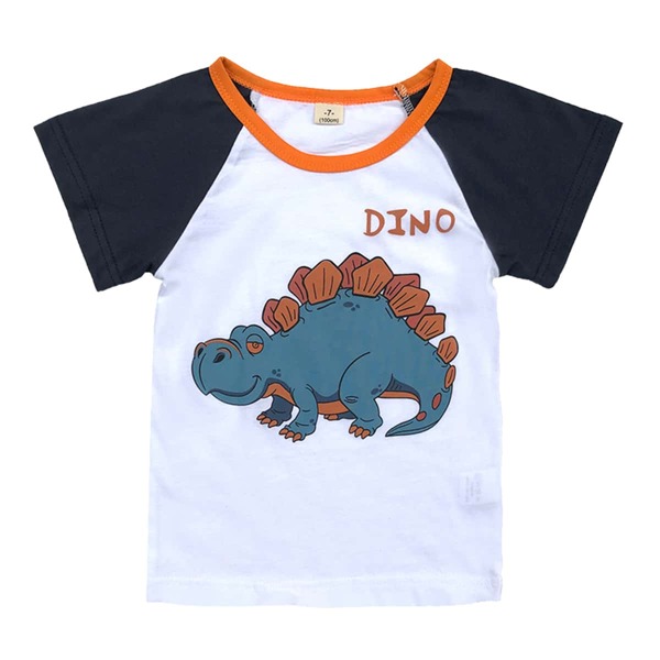 

Toddler Boys Dinosaur Print Ringer Baseball Tee, Multicolor