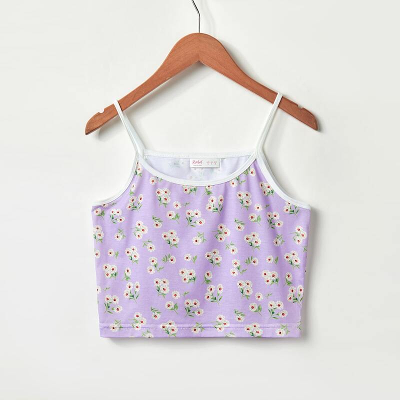 

Floral Crop Cami, Purple