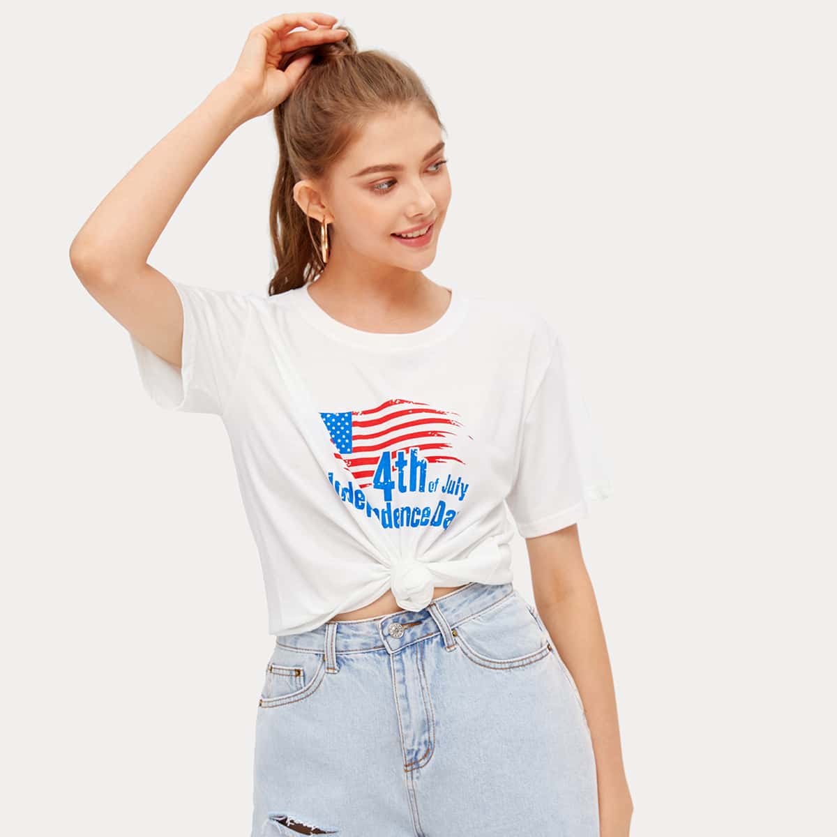 

American Flag Tee, White