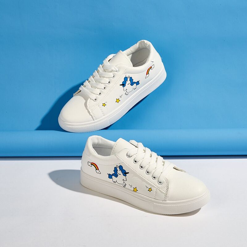 Unicorn Lace-up Sneakers, White