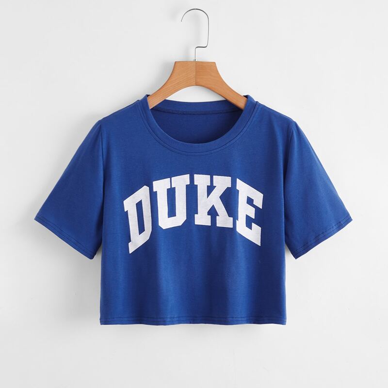 

Letter Graphic Crop Tee, Royal blue