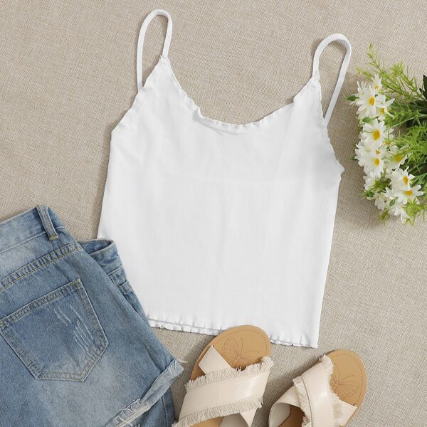 

Lettuce Trim Crop Cami Top, White
