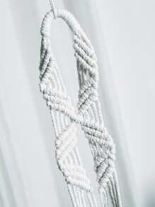 1pc Macrame Hanging Basket, Woven Design Plant Hanger For Home Easter - White - View 8