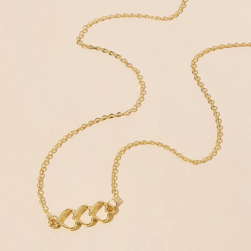 

1pc Heart Shaped Charm Necklace, Gold