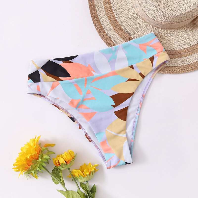 

Leaf Print High Waisted Bikini Panty, Multicolor