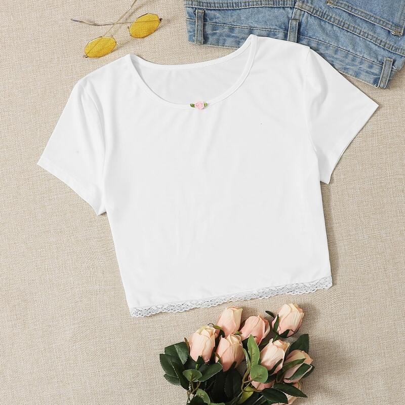 

White Lace Hem Tee