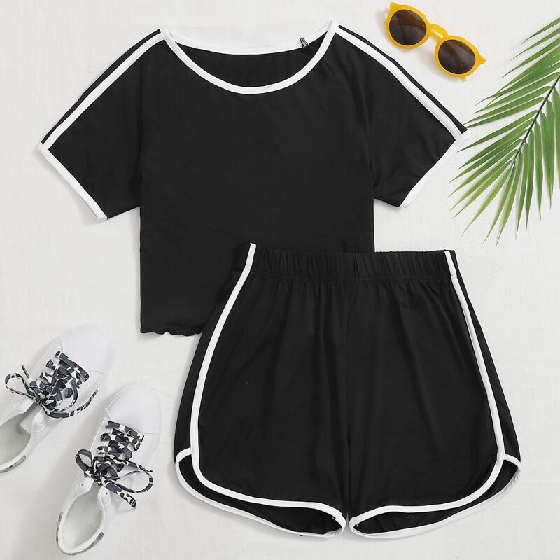 

Black Ringer Tee & Dolphin Shorts