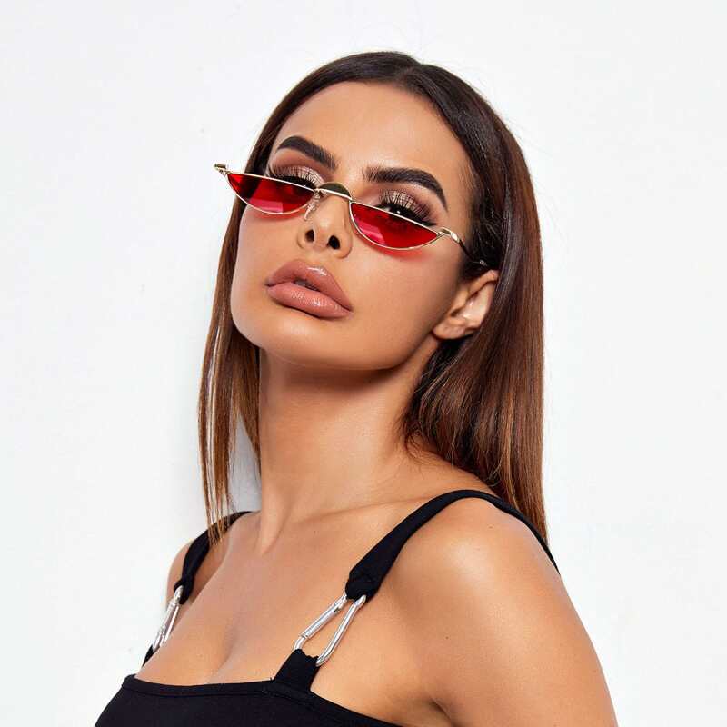 

Half Round Frame Sunglasses, Red