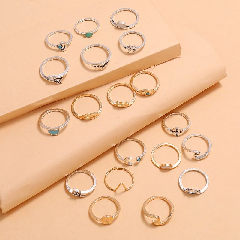 

19pcs Arrow Design Ring, Multicolor