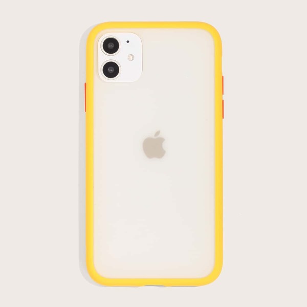 

1pc Contrast Frame iPhone Case, Clear